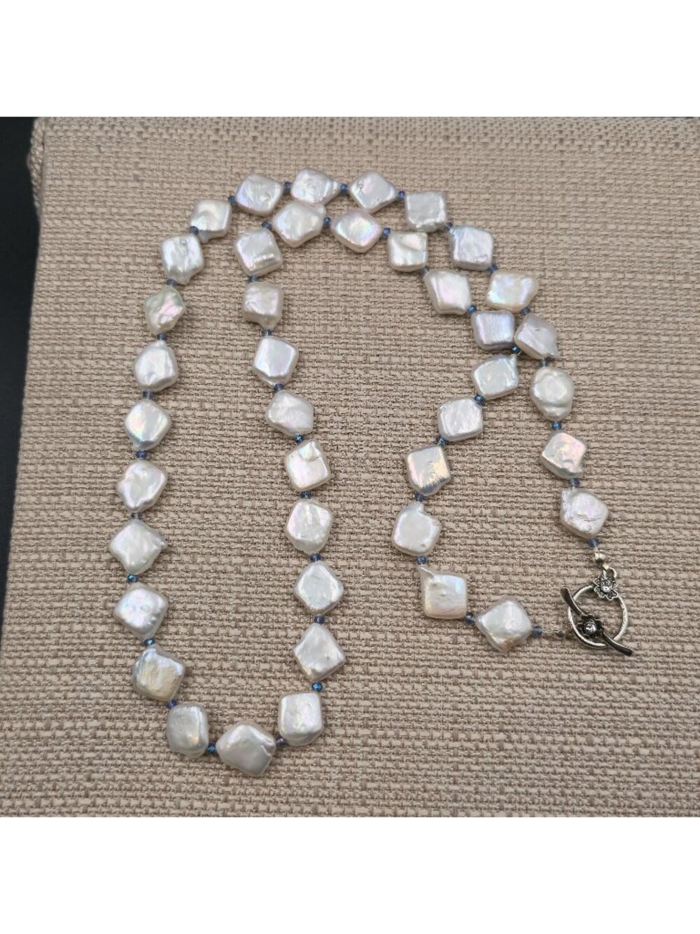 29" White Square Baroque Pearl Keshi Necklace B1276